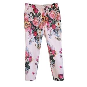 Ted Baker London Women's Satin Floral Skinny Pants S Party Casual Contemporary